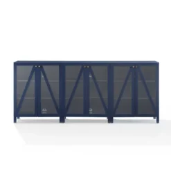 Tv Stands & Media Consoles-Kirkland's Home Navy Triangle 6-Door Wood Media Cabinet Blue