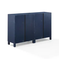 Tv Stands & Media Consoles-Kirkland's Home Navy Triangle 4-Door Wood Media Cabinet Blue