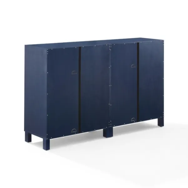 Tv Stands & Media Consoles-Kirkland's Home Navy Triangle 4-Door Wood Media Cabinet Blue