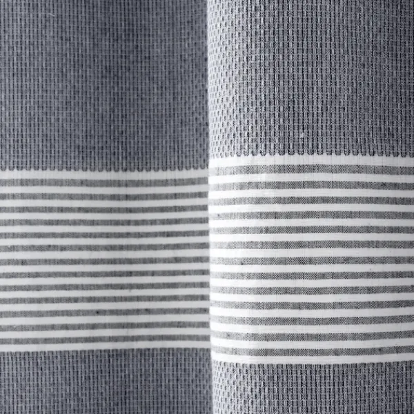 Curtains & Drapes-Kirkland's Home Navy Tucker Stripe Curtain Panel Set, 84 In. Blue