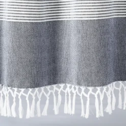 Curtains & Drapes-Kirkland's Home Navy Tucker Stripe Curtain Panel Set, 84 In. Blue