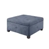 Benches & Ottomans-Kirkland's Home Navy Tufted Square Storage Ottoman Blue