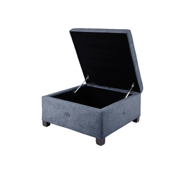 Benches & Ottomans-Kirkland's Home Navy Tufted Square Storage Ottoman Blue