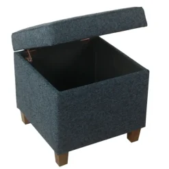 Benches & Ottomans-Kirkland's Home Navy Tufted Upholstered Storage Ottoman Blue
