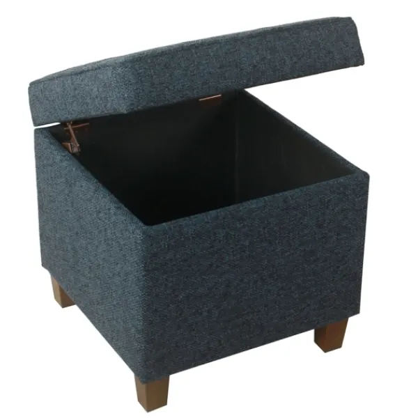 Benches & Ottomans-Kirkland's Home Navy Tufted Upholstered Storage Ottoman Blue
