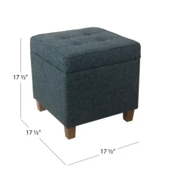 Benches & Ottomans-Kirkland's Home Navy Tufted Upholstered Storage Ottoman Blue