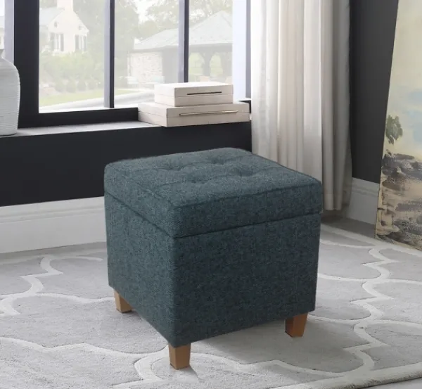 Benches & Ottomans-Kirkland's Home Navy Tufted Upholstered Storage Ottoman Blue