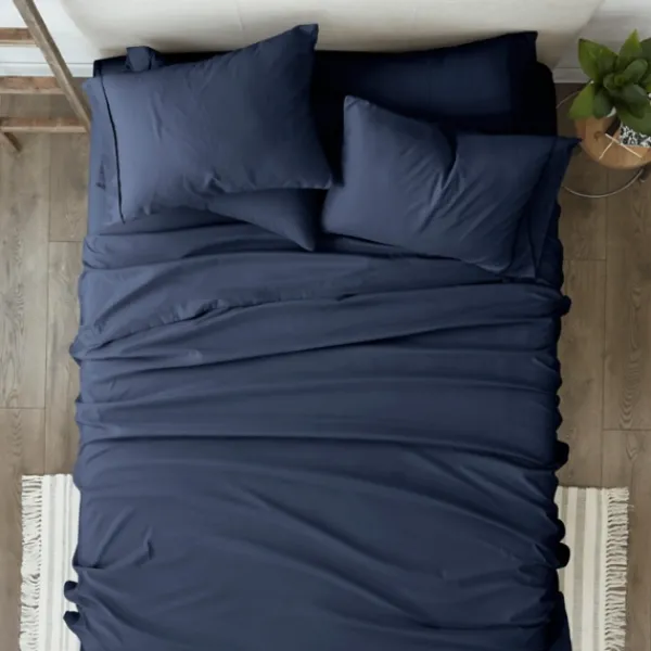 Bed Sheets-Kirkland's Home Navy Ultra Soft 6-Pc. Queen Sheet Set Blue