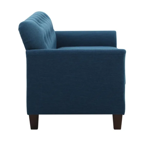 Sofas & Loveseats-Kirkland's Home Navy Upholstered Button Tufted Loveseat Blue