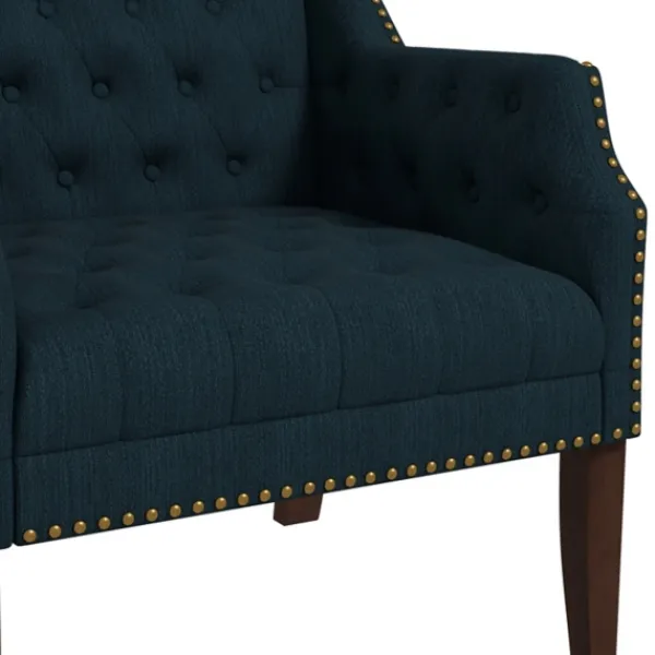 Accent Chairs-Kirkland's Home Navy Upholstered Button Tufted Accent Chair Blue