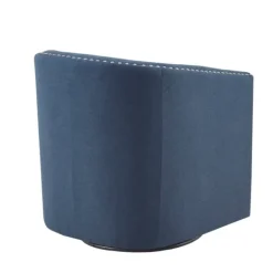 Accent Chairs-Kirkland's Home Navy Upholstered Nailhead Swivel Accent Chair Blue
