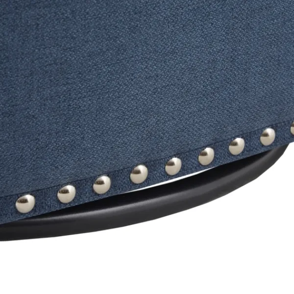 Accent Chairs-Kirkland's Home Navy Upholstered Nailhead Swivel Accent Chair Blue