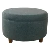 Benches & Ottomans-Kirkland's Home Navy Upholstered Round Storage Ottoman Blue