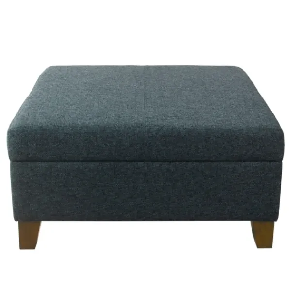 Benches & Ottomans-Kirkland's Home Navy Upholstered Square Storage Ottoman Blue