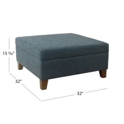 Benches & Ottomans-Kirkland's Home Navy Upholstered Square Storage Ottoman Blue