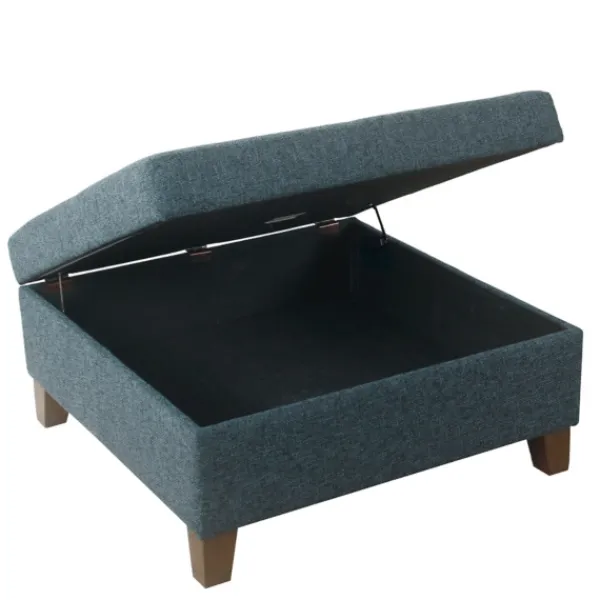 Benches & Ottomans-Kirkland's Home Navy Upholstered Square Storage Ottoman Blue