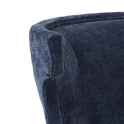 Bar Stools & Counter Height Stools-Kirkland's Home Navy Upholstered Wingback Swivel Counter Stool Blue