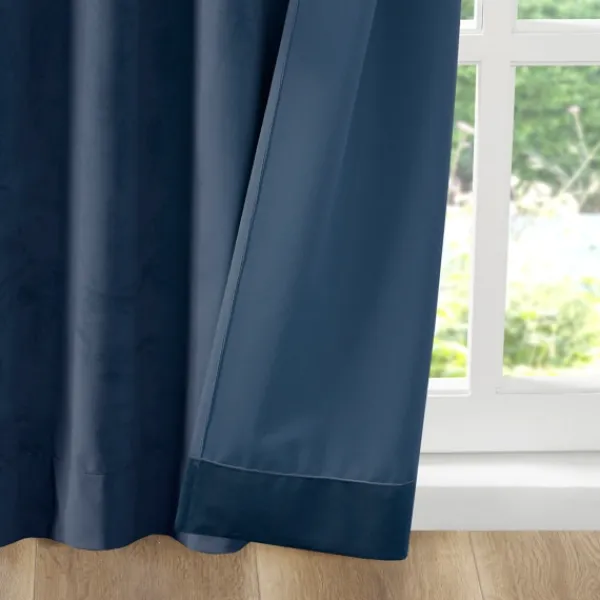 Curtains & Drapes-Kirkland's Home Navy Velvet Greta Curtain Panel Set, 95 In. Blue