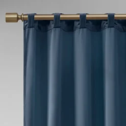 Curtains & Drapes-Kirkland's Home Navy Velvet Greta Curtain Panel Set, 84 In. Blue