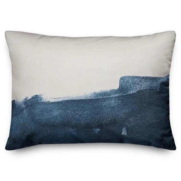 Pillows-Kirkland's Home Navy Watercolor Half Accent Pillow Blue/White