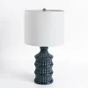 Table Lamps-Kirkland's Home Navy Wave Glazed Table Lamp White