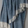 Blankets & Throws-Kirkland's Home Navy With White Herringbone Woven Throw Blanket Blue