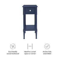 Accent & End Tables-Kirkland's Home Navy Wood Coastal Compact Accent Table Blue