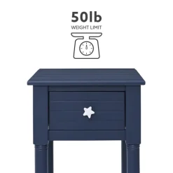 Accent & End Tables-Kirkland's Home Navy Wood Coastal Compact Accent Table Blue