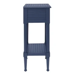 Accent & End Tables-Kirkland's Home Navy Wood Coastal Compact Accent Table Blue