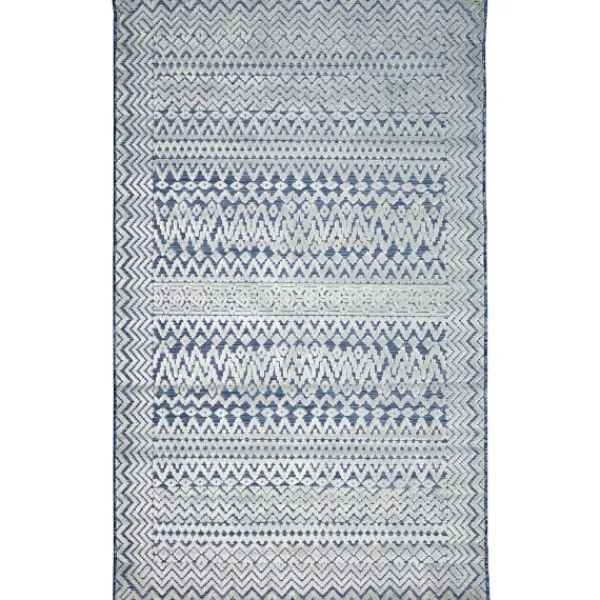 Outdoor Rugs-Kirkland's Home Navy Zig-Zag Ezra Indoor/Outdoor Area Rug, 4X7 Blue/White