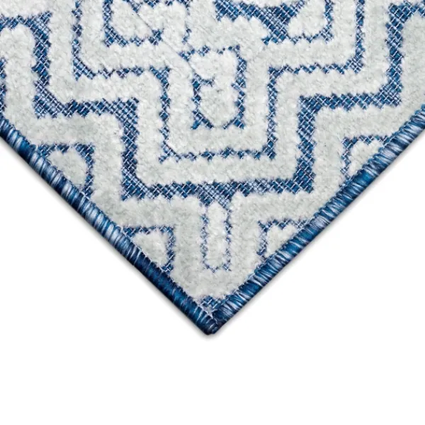 Outdoor Rugs-Kirkland's Home Navy Zig-Zag Ezra Indoor/Outdoor Area Rug, 4X7 Blue/White