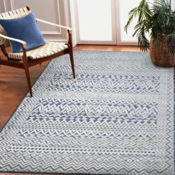 Outdoor Rugs-Kirkland's Home Navy Zig-Zag Ezra Indoor/Outdoor Area Rug, 7X9 Blue/White