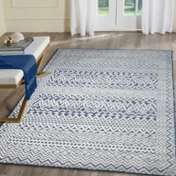 Outdoor Rugs-Kirkland's Home Navy Zig-Zag Ezra Indoor/Outdoor Area Rug, 7X9 Blue/White
