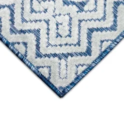 Outdoor Rugs-Kirkland's Home Navy Zig-Zag Ezra Indoor/Outdoor Area Rug, 7X9 Blue/White