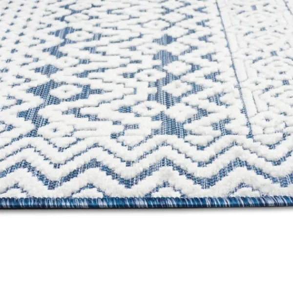 Outdoor Rugs-Kirkland's Home Navy Zig-Zag Ezra Indoor/Outdoor Area Rug, 7X9 Blue/White