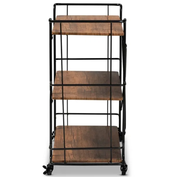 Kitchen Islands & Bar Carts-Kirkland's Home Nellie Walnut 3-Tier Mobile Bar Cart