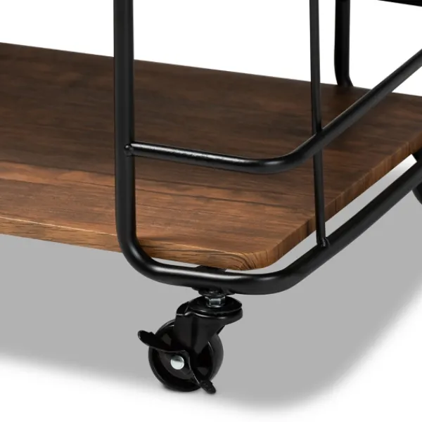 Kitchen Islands & Bar Carts-Kirkland's Home Nellie Walnut 3-Tier Mobile Bar Cart