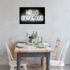 Wall Quotes & Signs-Kirkland's Home Neon Hello Gorgeous Canvas Art Print Black