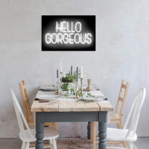 Wall Quotes & Signs-Kirkland's Home Neon Hello Gorgeous Canvas Art Print Black
