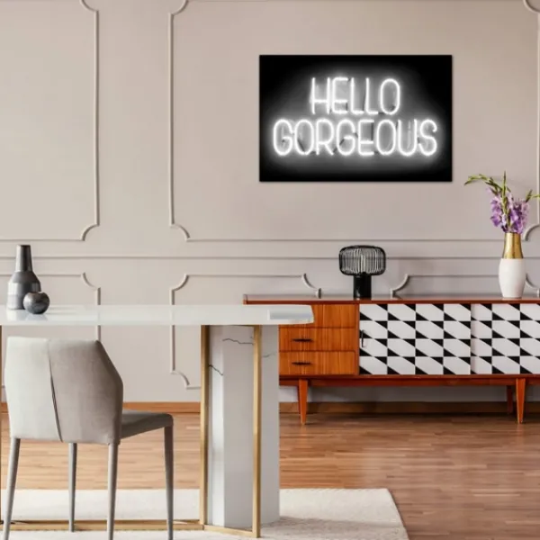 Wall Quotes & Signs-Kirkland's Home Neon Hello Gorgeous Canvas Art Print Black