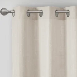 Curtains & Drapes-Kirkland's Home Neutral Basketweave Curtain Panel Set, 84 In. Tan