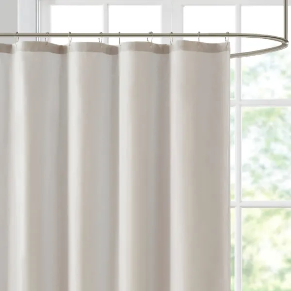 Shower Curtains-Kirkland's Home Neutral Block Embroidered Shower Curtain Brown/Ivory