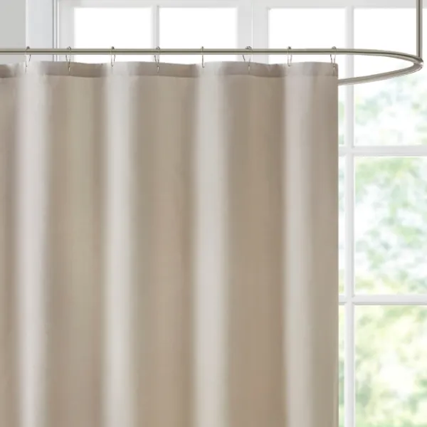 Shower Curtains-Kirkland's Home Neutral Block Embroidered Shower Curtain Brown/Ivory