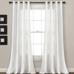 Curtains & Drapes-Kirkland's Home Neutral Chevron 2-Pc. Curtain Panel Set, 84 In. Tan