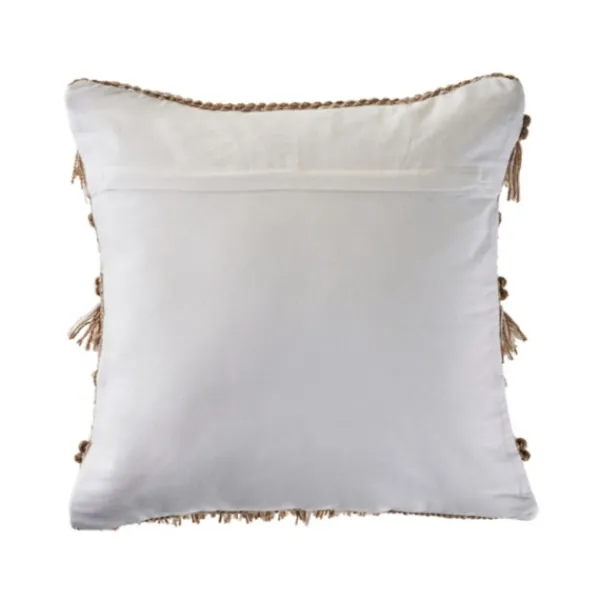 Pillows-Kirkland's Home Neutral Embroidered Fringe Accent Pillow Brown