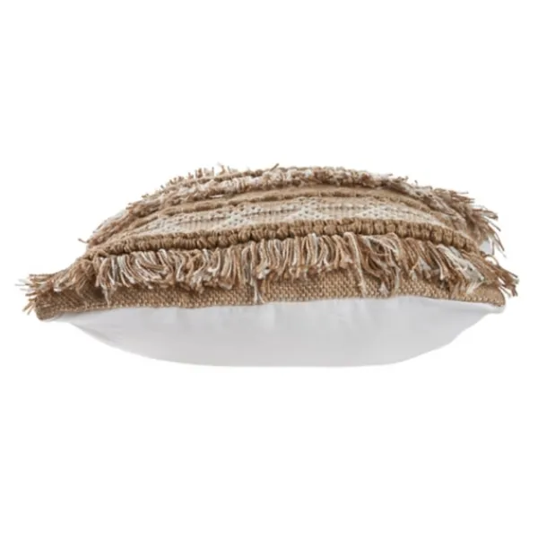 Pillows-Kirkland's Home Neutral Embroidered Fringe Accent Pillow Brown