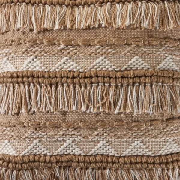 Pillows-Kirkland's Home Neutral Embroidered Fringe Accent Pillow Brown