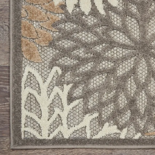 Outdoor Rugs-Kirkland's Home Neutral Floral Burst Outdoor Area Rug, 7X10 Tan/Gray/White