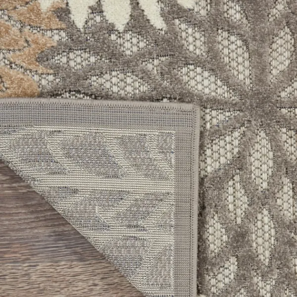 Outdoor Rugs-Kirkland's Home Neutral Floral Burst Outdoor Area Rug, 7X10 Tan/Gray/White