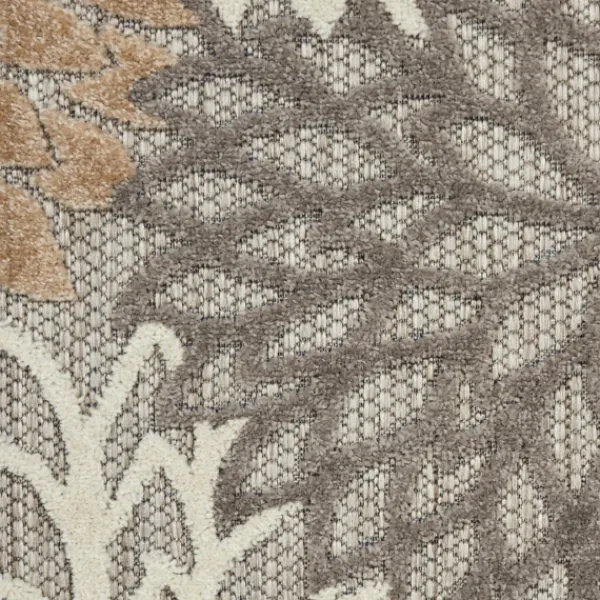 Outdoor Rugs-Kirkland's Home Neutral Floral Burst Outdoor Area Rug, 7X10 Tan/Gray/White
